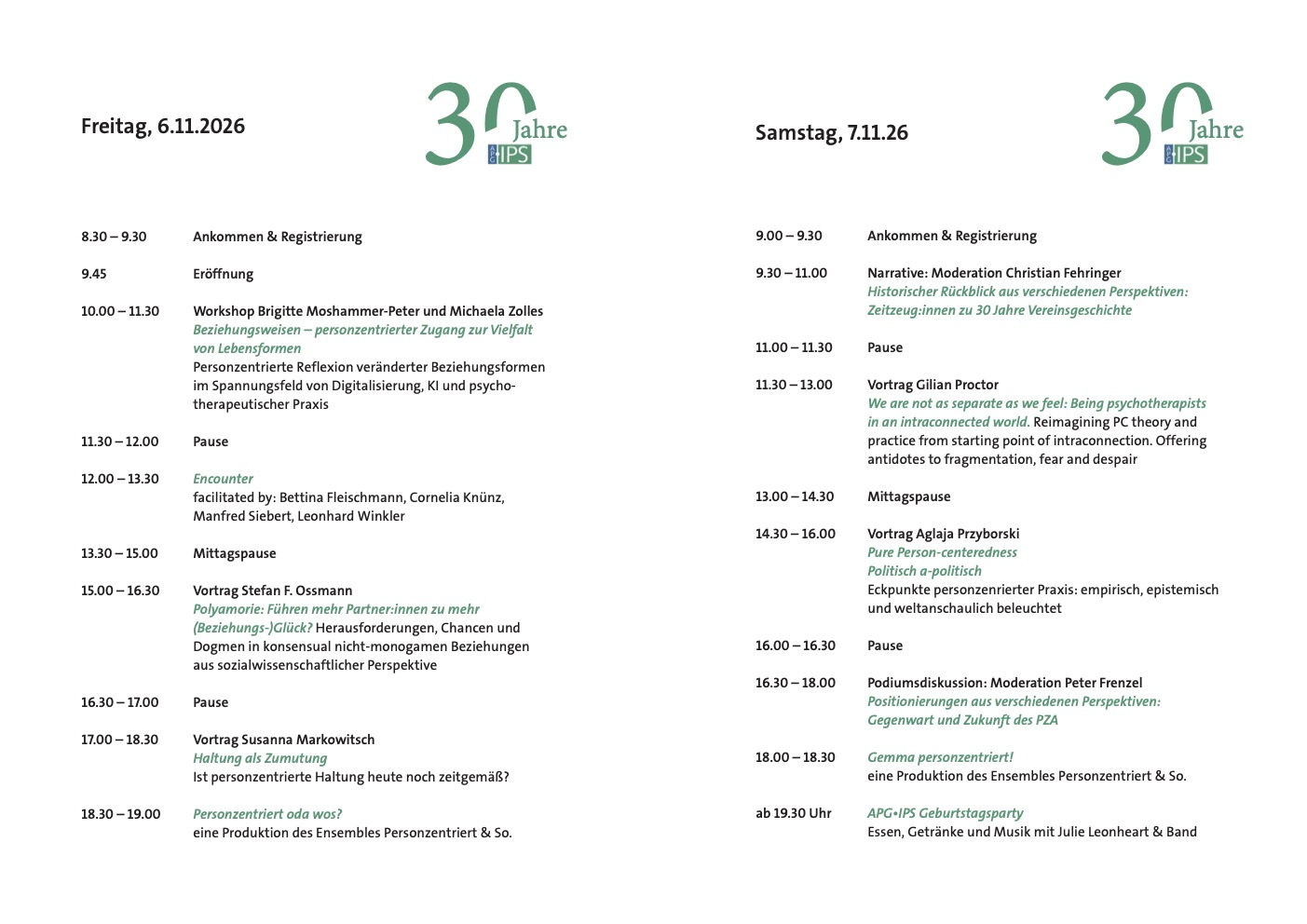 Programm 30 Jahre APGIPS
